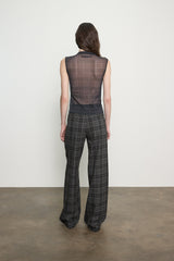 Mesh Sleeveless Twist Top in Plaid