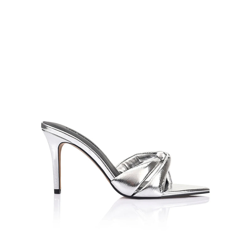 Lana Wilkinson - Mae Leather Mule - Silver Metallic