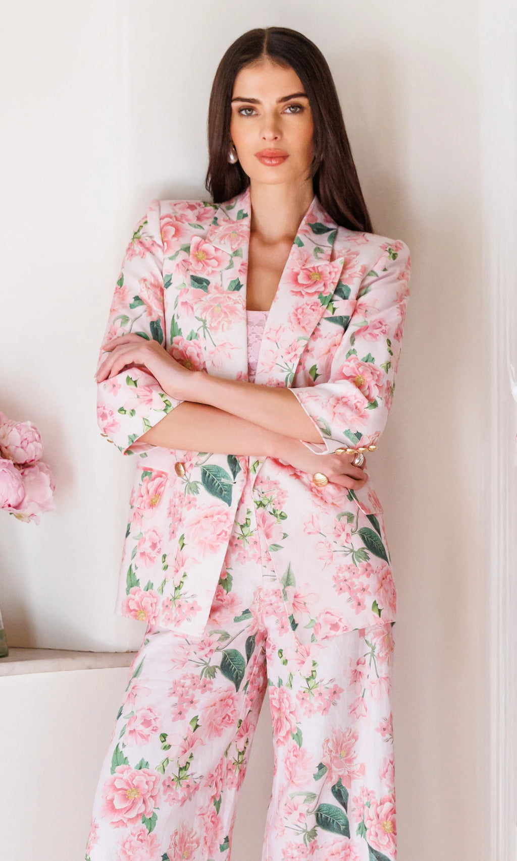 Generation Love - Maren Floral Linen Blazer - Pink Petal Dream