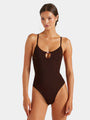 Hunza G - Mia Beaded Swim - Metallic Chocolate