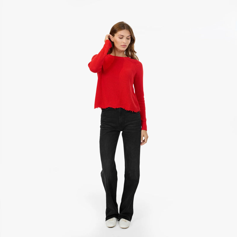 Autumn Cashmere - Puff Sleeve Tile Stitch Crew - Multiple Colors