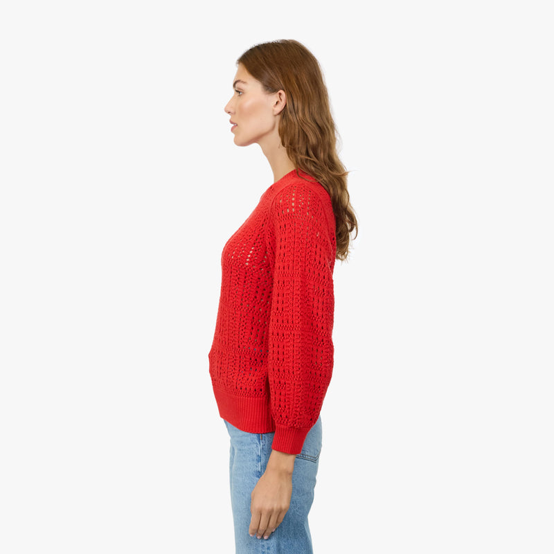 Autumn Cashmere - Puff Sleeve Tile Stitch Crew - Multiple Colors