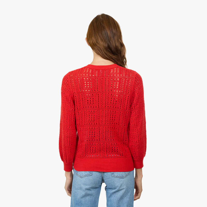 Autumn Cashmere - Puff Sleeve Tile Stitch Crew - Multiple Colors