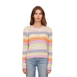 Autumn Cashmere - Rainbow Pointelle Stripe - Pastel Multi