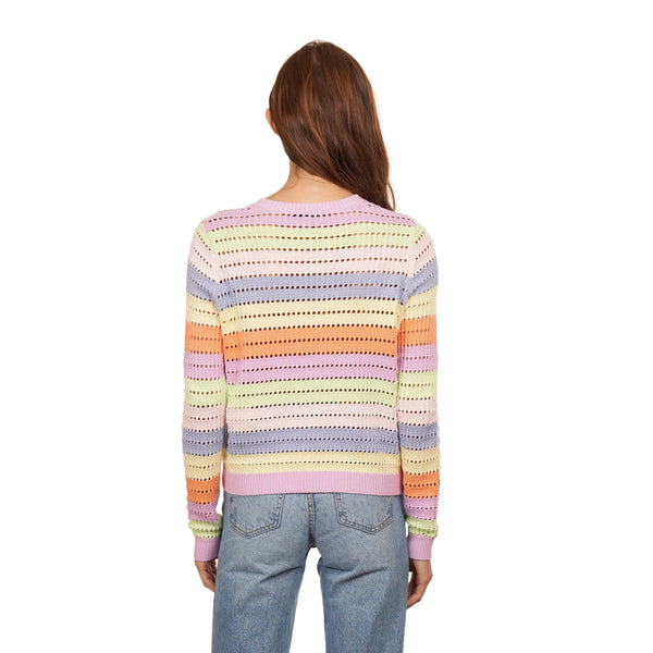 Autumn Cashmere - Rainbow Pointelle Stripe - Pastel Multi