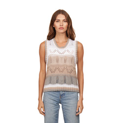 Autumn Cashmere - Wavy Pointelle Striped Muscle Tee - Neutral