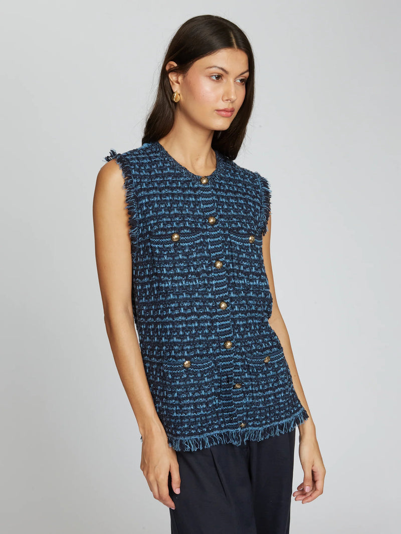 Autumn Cashmere - Long Tweed Vest W/ Fringe - Multiple Colors
