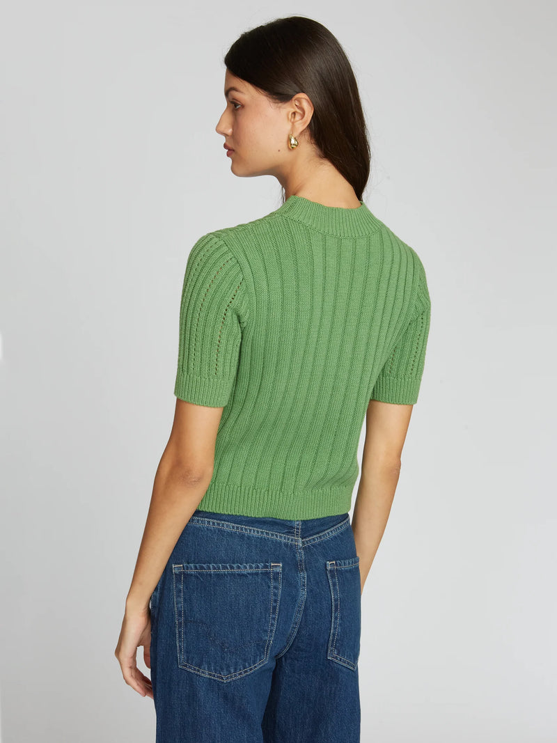 Autumn Cashmere - Cropped Rib/Pointelle Mock - Multiple Colors