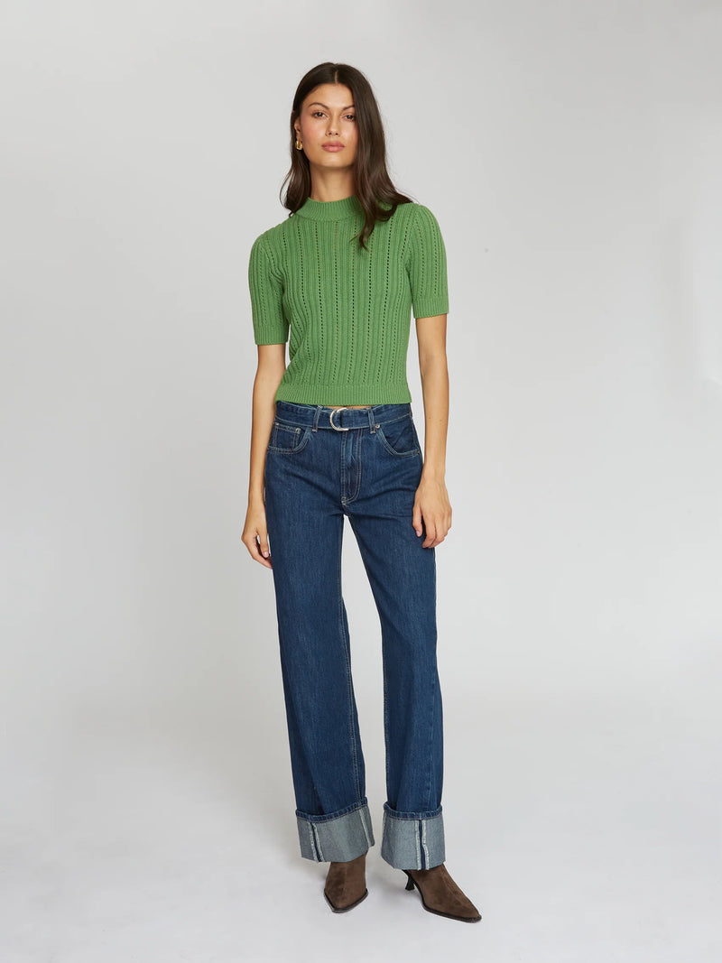Autumn Cashmere - Cropped Rib/Pointelle Mock - Multiple Colors