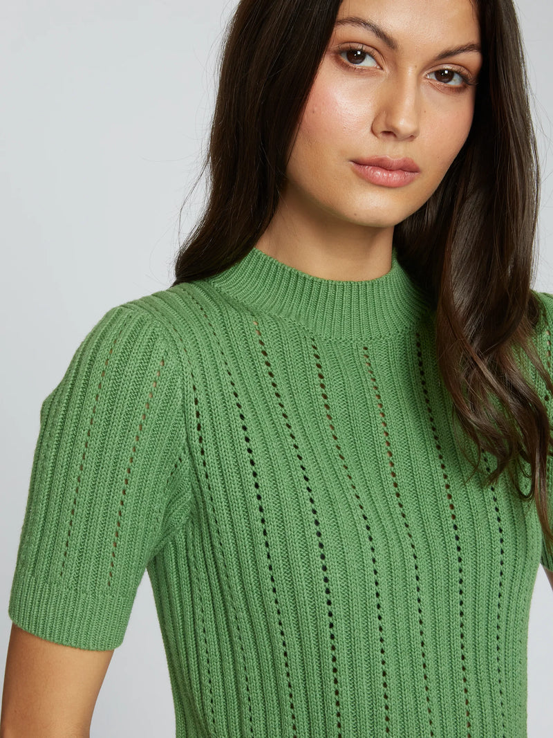 Autumn Cashmere - Cropped Rib/Pointelle Mock - Multiple Colors