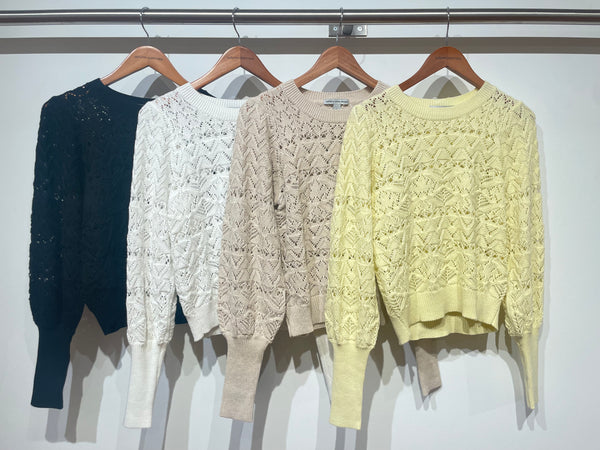 Pointelle Juliette Sleeve Crew
