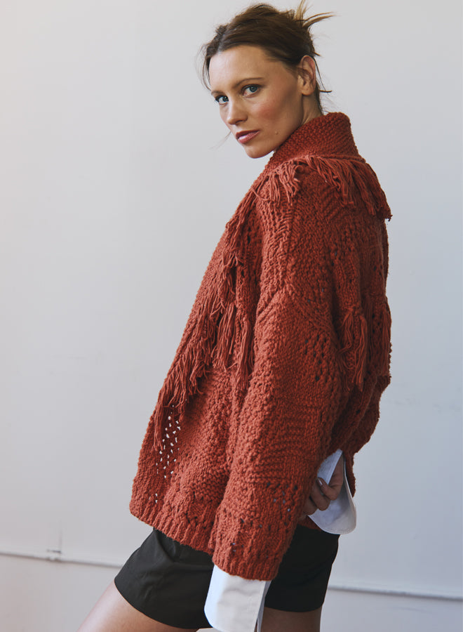Autumn Cashmere - Southwest Fringed Shawl Collar Throw - Multiple Colors