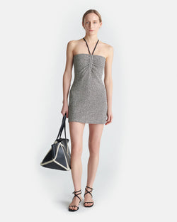 Nanushka - Rois Loopback Cotton Mini Dress-  Black/Cream