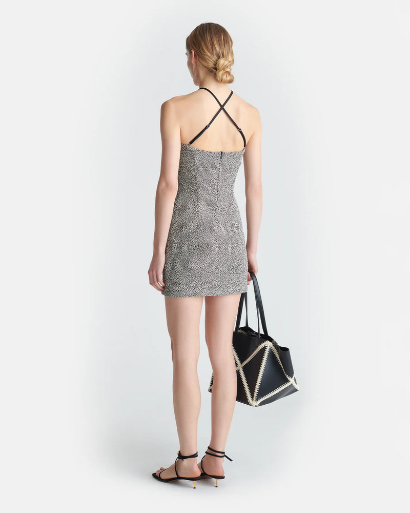Nanushka - Rois Loopback Cotton Mini Dress-  Black/Cream
