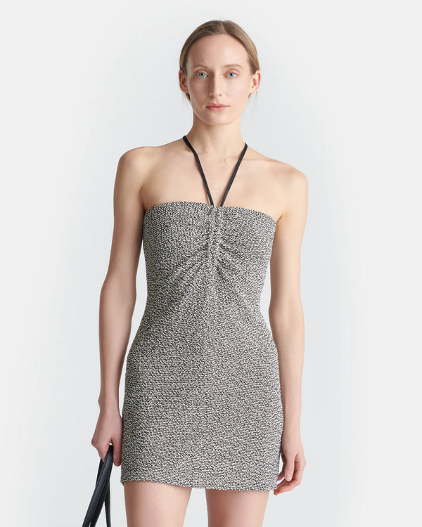Nanushka - Rois Loopback Cotton Mini Dress-  Black/Cream