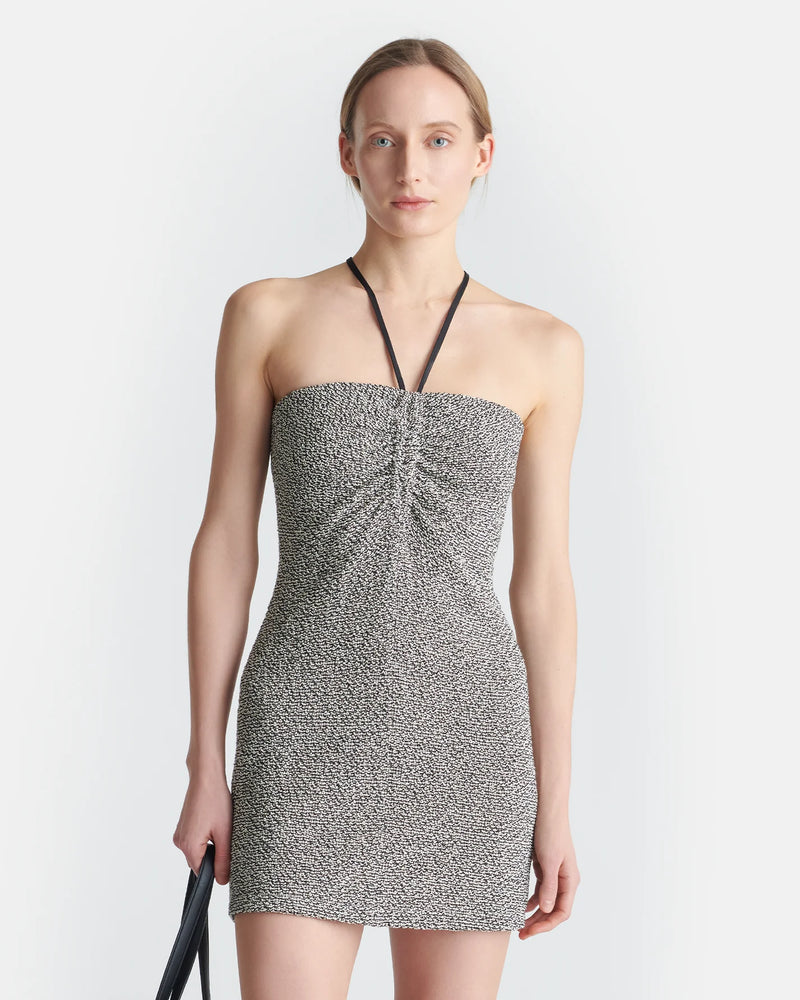 Nanushka - Rois Loopback Cotton Mini Dress-  Black/Cream