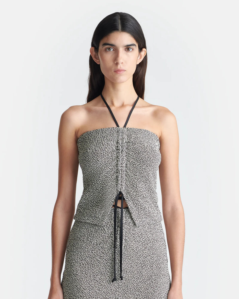 Nanushka - Soraia Loopback Cotton Top -  Black/Cream