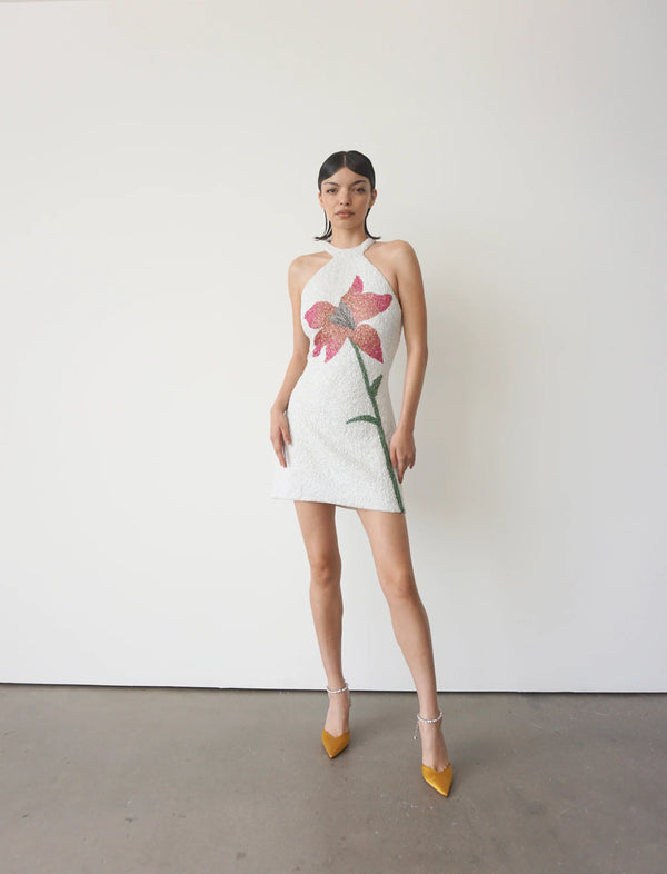 Oceanus - Nola Halter Neck Dress - White