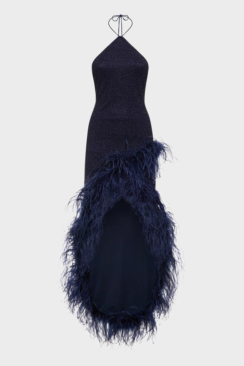 Oséree - Lumière Plumage Tulip Dress - Night Blue