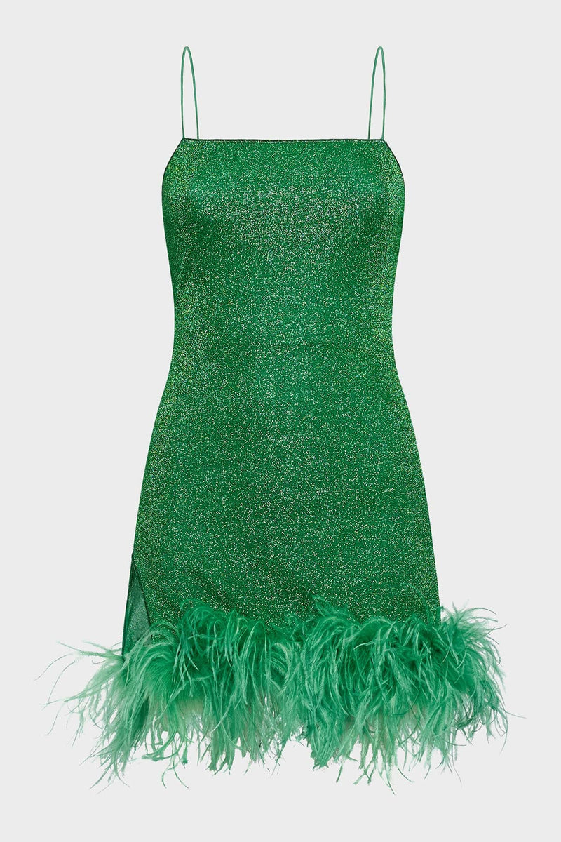 Oséree - Lumière Plumage Mini Dress - Emerald Green