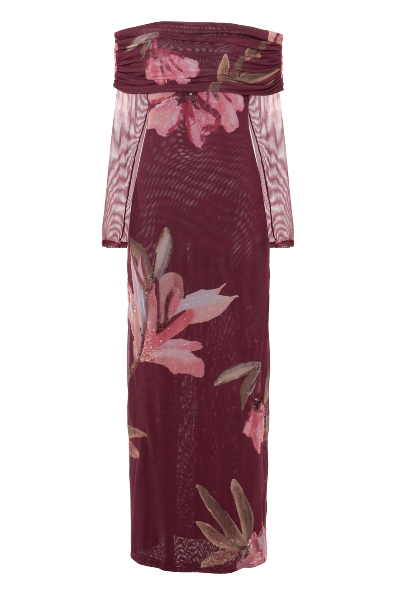 Patbo - Delicata Tulle Maxi Dress - Dark Red