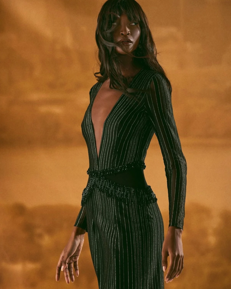 Patbo - Prism Lurex Gown - Black