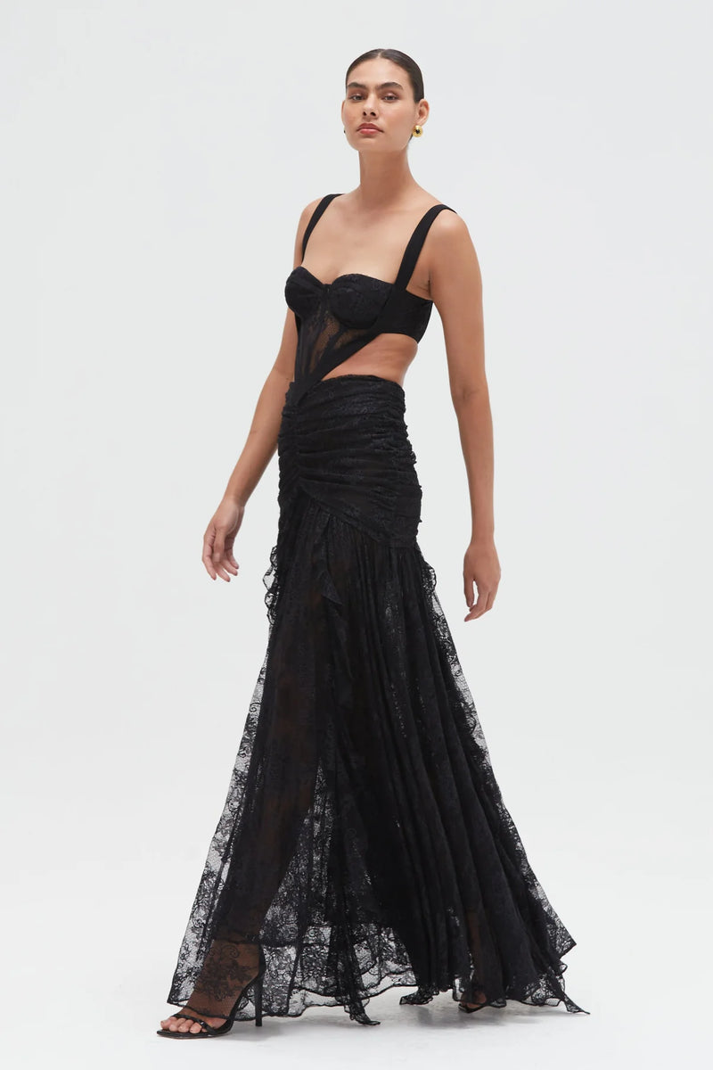 Patbo - Laila Lace Cut Out Gown - Black