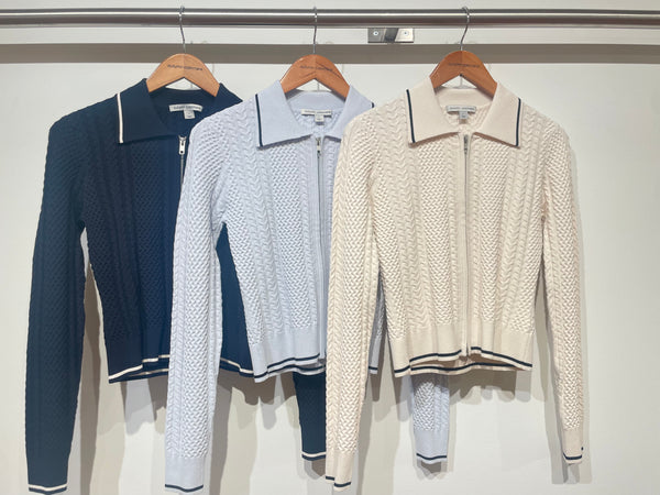 Cable Zip Front Collared Jacket