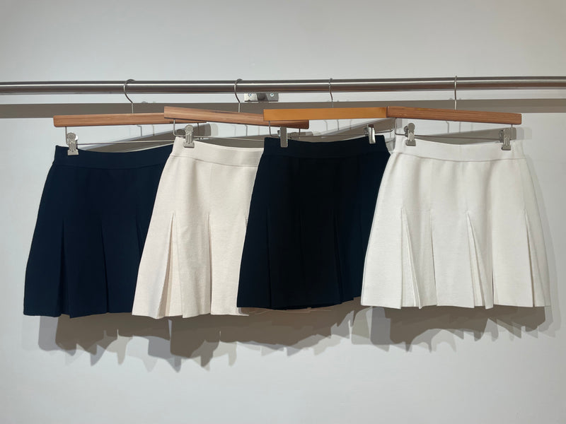 Autumn Cashmere - Box Pleated Mini Skirt - Navy