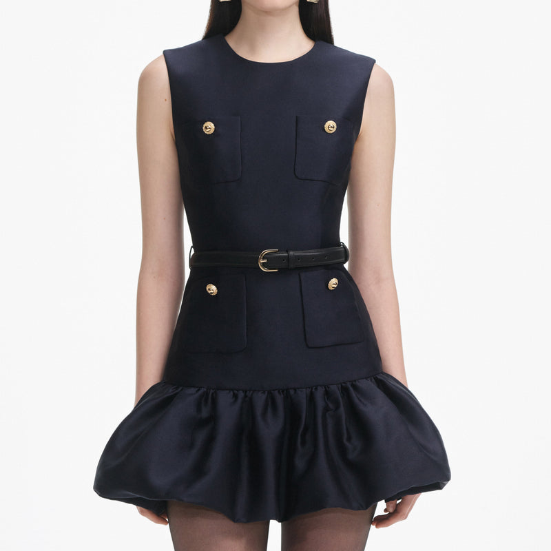Self-portrait - Taffeta Mini Dress - Navy