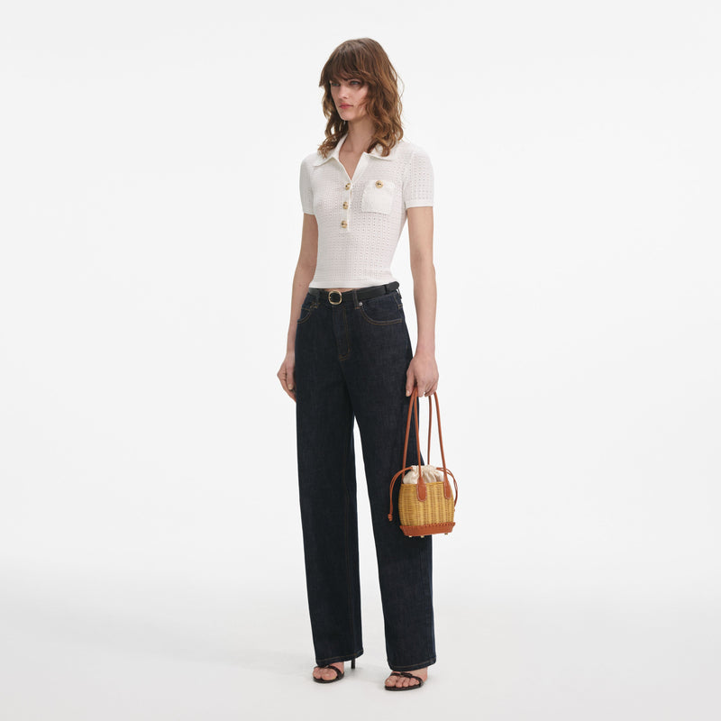 Self-portrait - Pointelle Knit Top - White