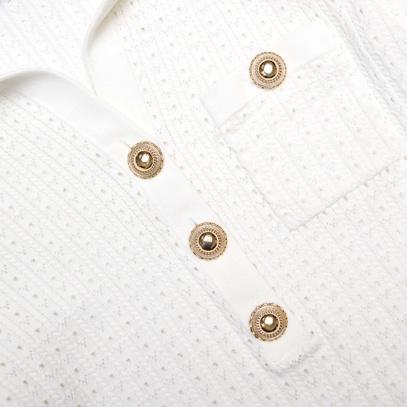 Self-portrait - Pointelle Knit Top - White