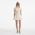 Self-portrait - Collared Denim Mini Dress - Cream
