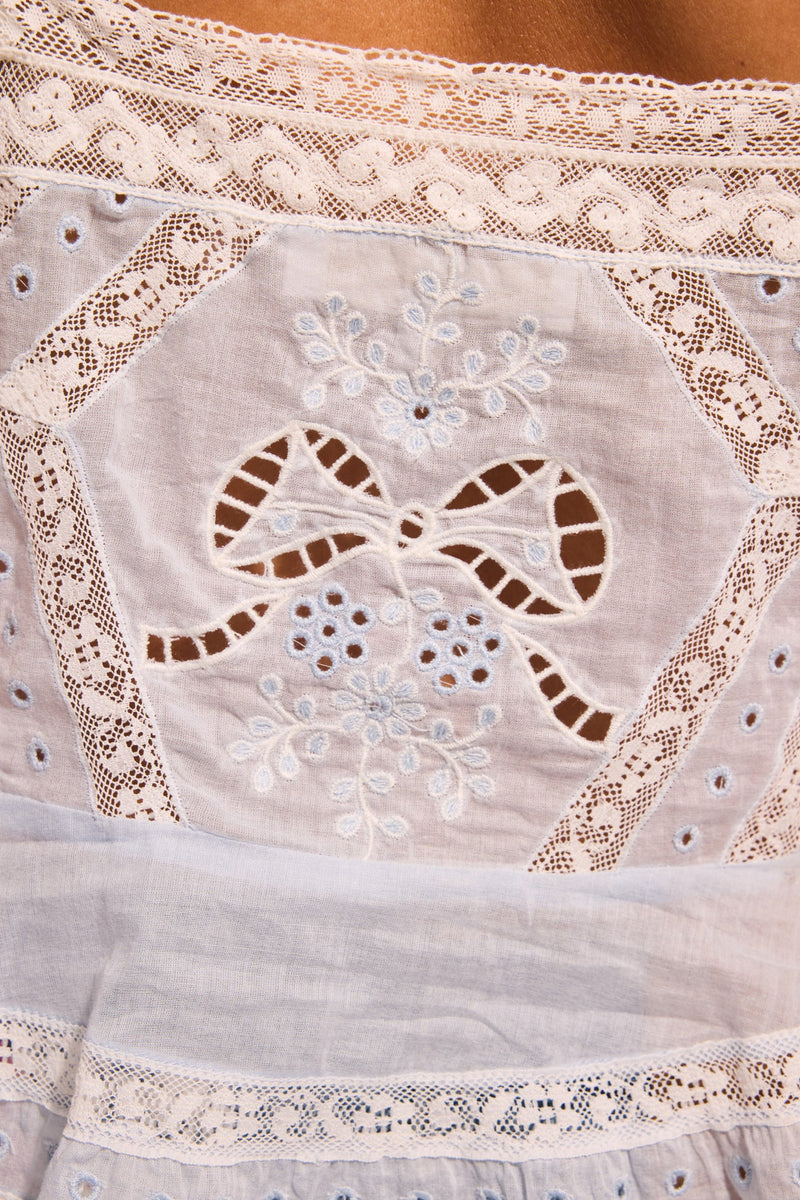 Loveshackfancy - Pruitt Cotton Embroidered Top - Pale Blue