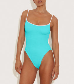 Hunza G - Pamela Swim Contrast - Aqua/White