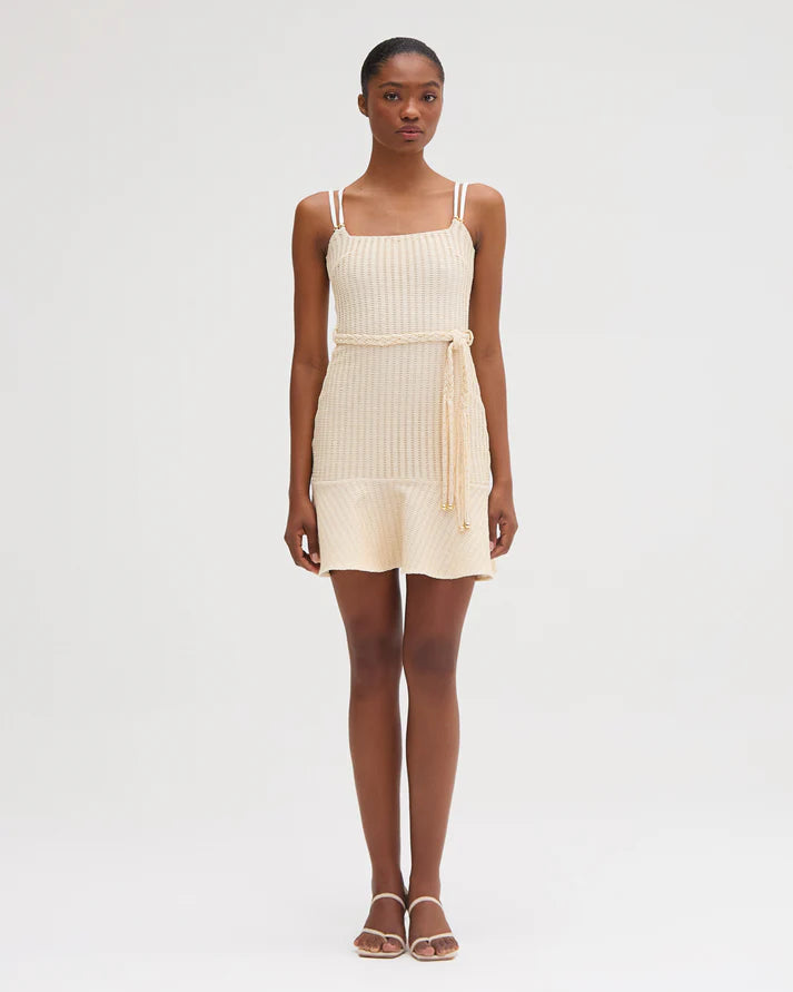 Patbo - Metallic Knit Mini Dress - Off White