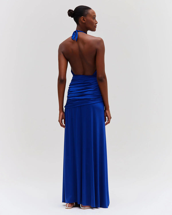 Patbo - Metallic Jersey Halterneck Maxi Dress - Sapphire