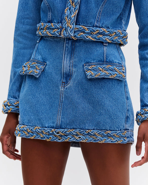 Patbo - Braided Mini Skirt - Denim