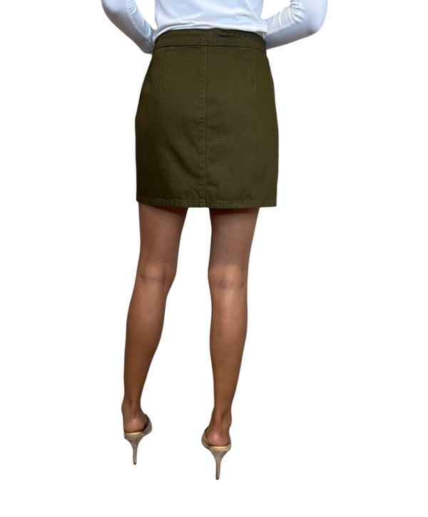 L’agence - Kris Button Front Mini Skirt - Olive Grove