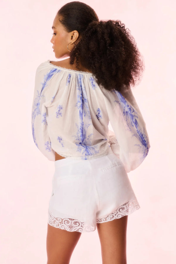 Loveshackfancy - Quindi Linen Crochet Lace Shorts - Optic White