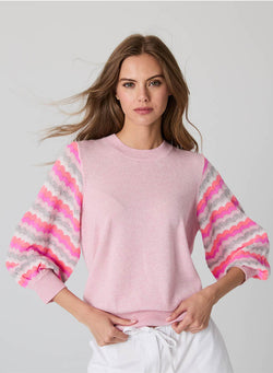 Autumn Cashmere - Multi Color Puff Sleeve Crew - Confection Combo