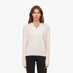 Autumn Cashmere - Shaker 1/2 Zip Mock - Chalk