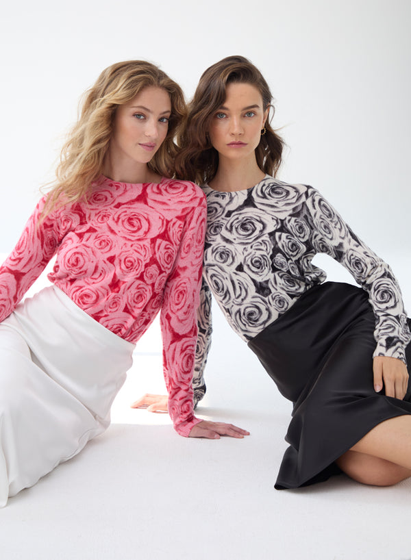 Autumn Cashmere - Rose Print Crew - Multiple Colors