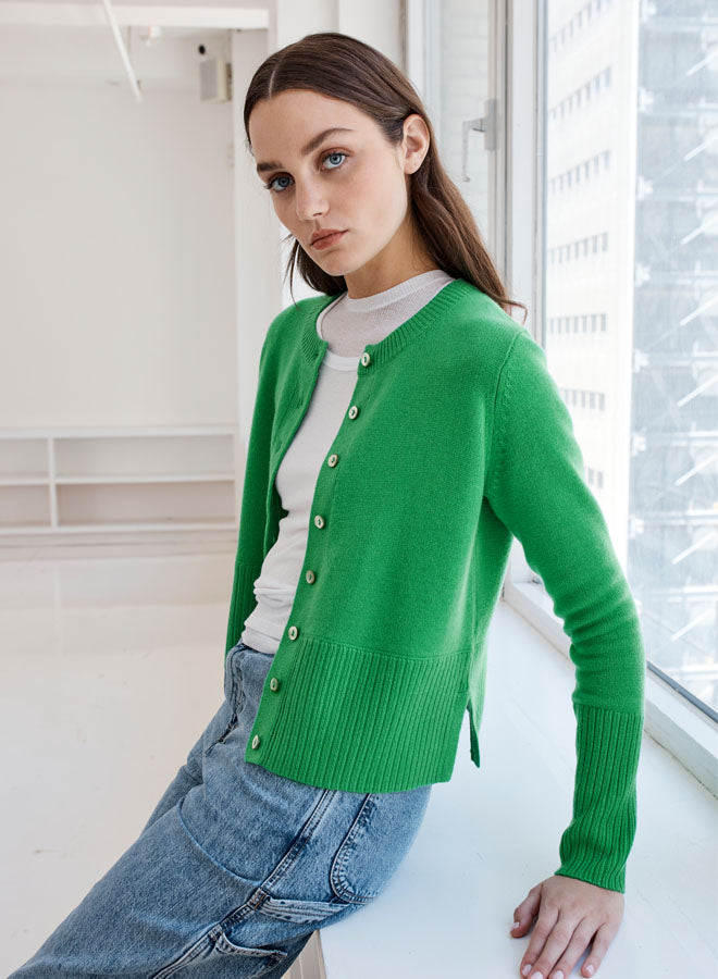 Hi Rib Cardigan W/ Slits