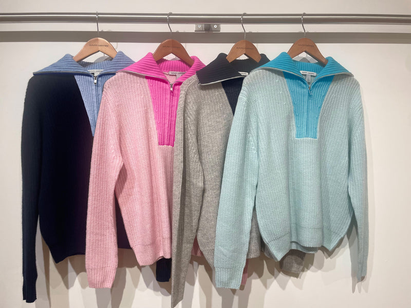 2-Tone Shaker Stitch Half Zip Mock