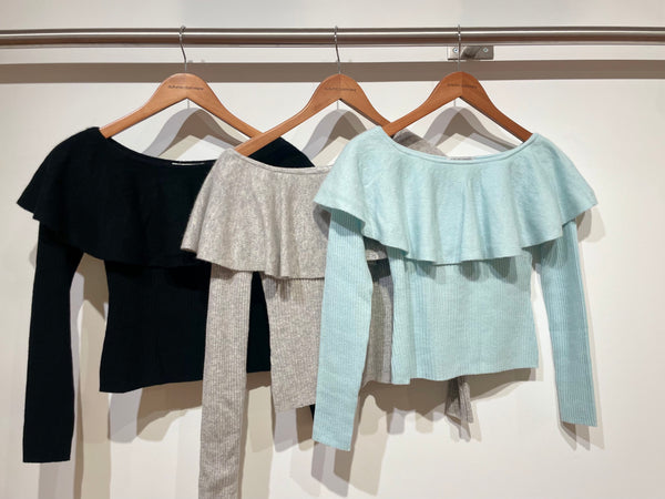 Rib Off-the-Shoulder Ruffle Top