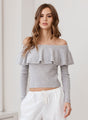 Rib Off-the-Shoulder Ruffle Top