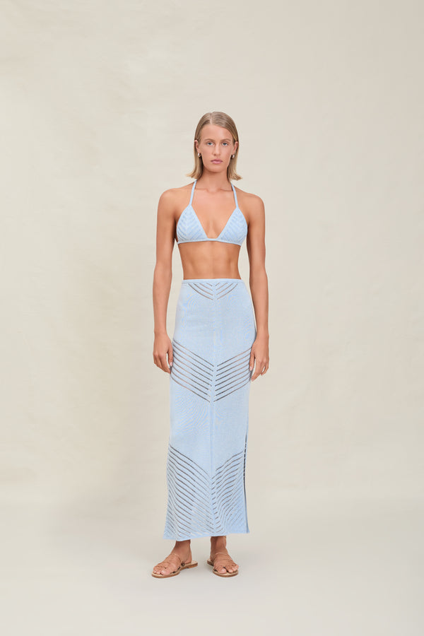 Devon Windsor - Bria Metallic Knit Skirt - Azure