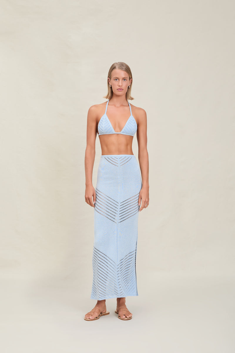Devon Windsor - Bria Metallic Knit Skirt - Azure
