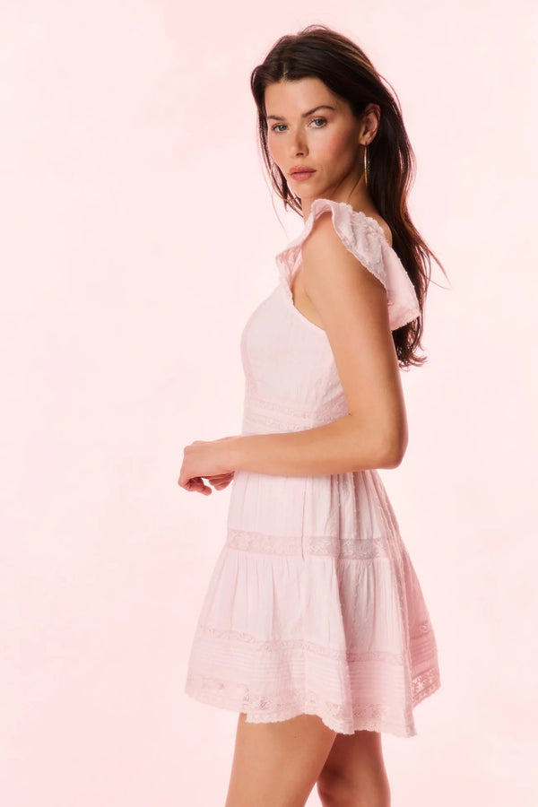 Loveshackfancy - Rietta Cotton Lace-Trimmed Mini Dress - Ballerina Pink